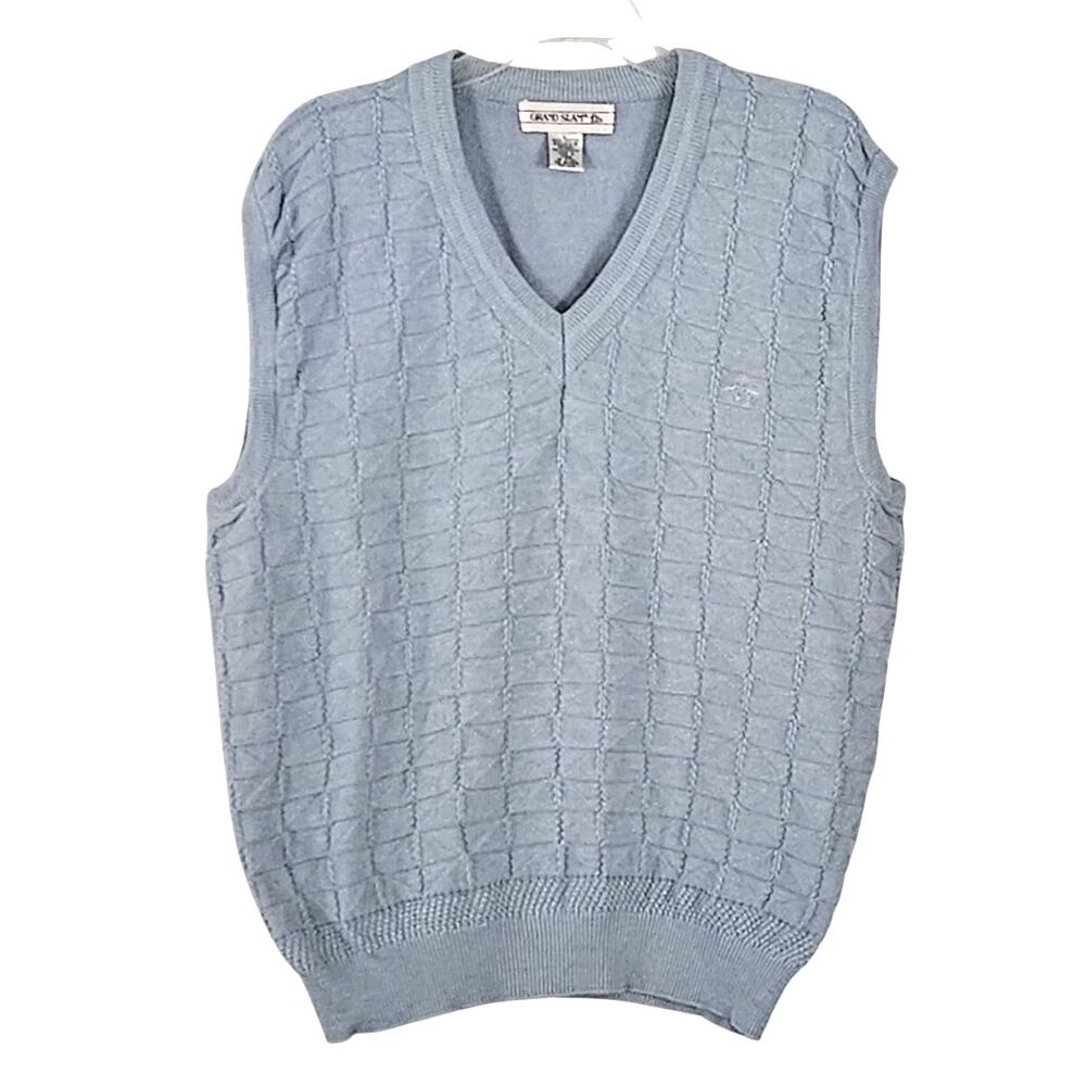 Grand Slam Cotton Textured Light Blue Sweater Vest sz L